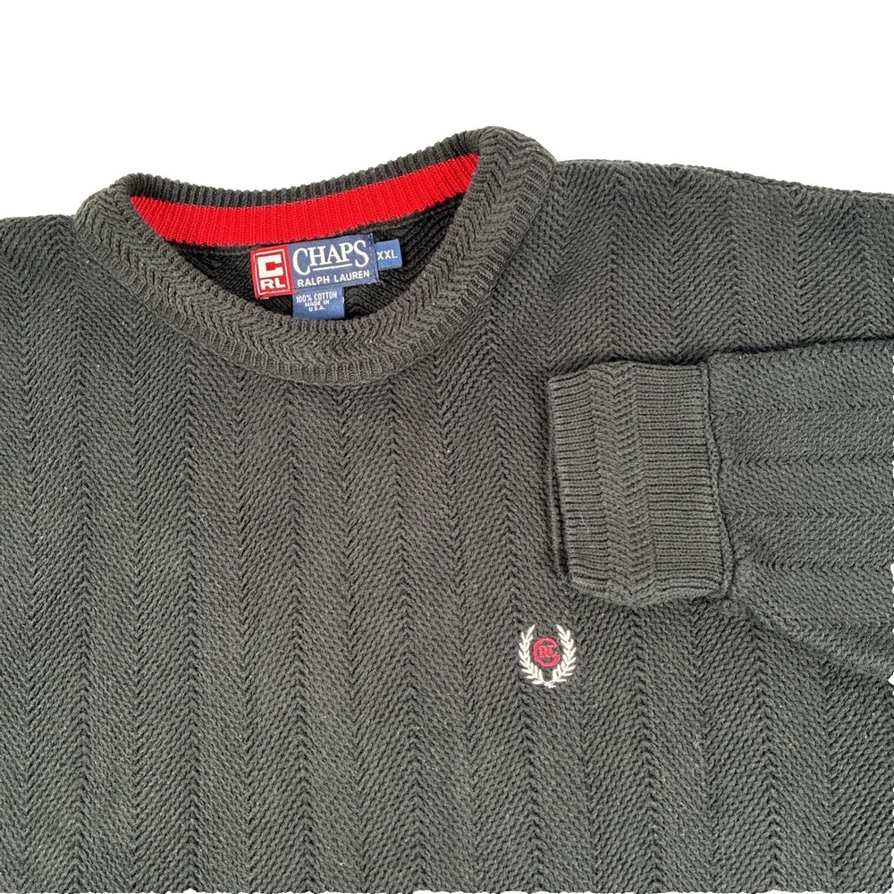 Vintage Mens Chaps‎ Ralph Lauren Knit Heavy Sweater Size XXL Cotton Made In USA